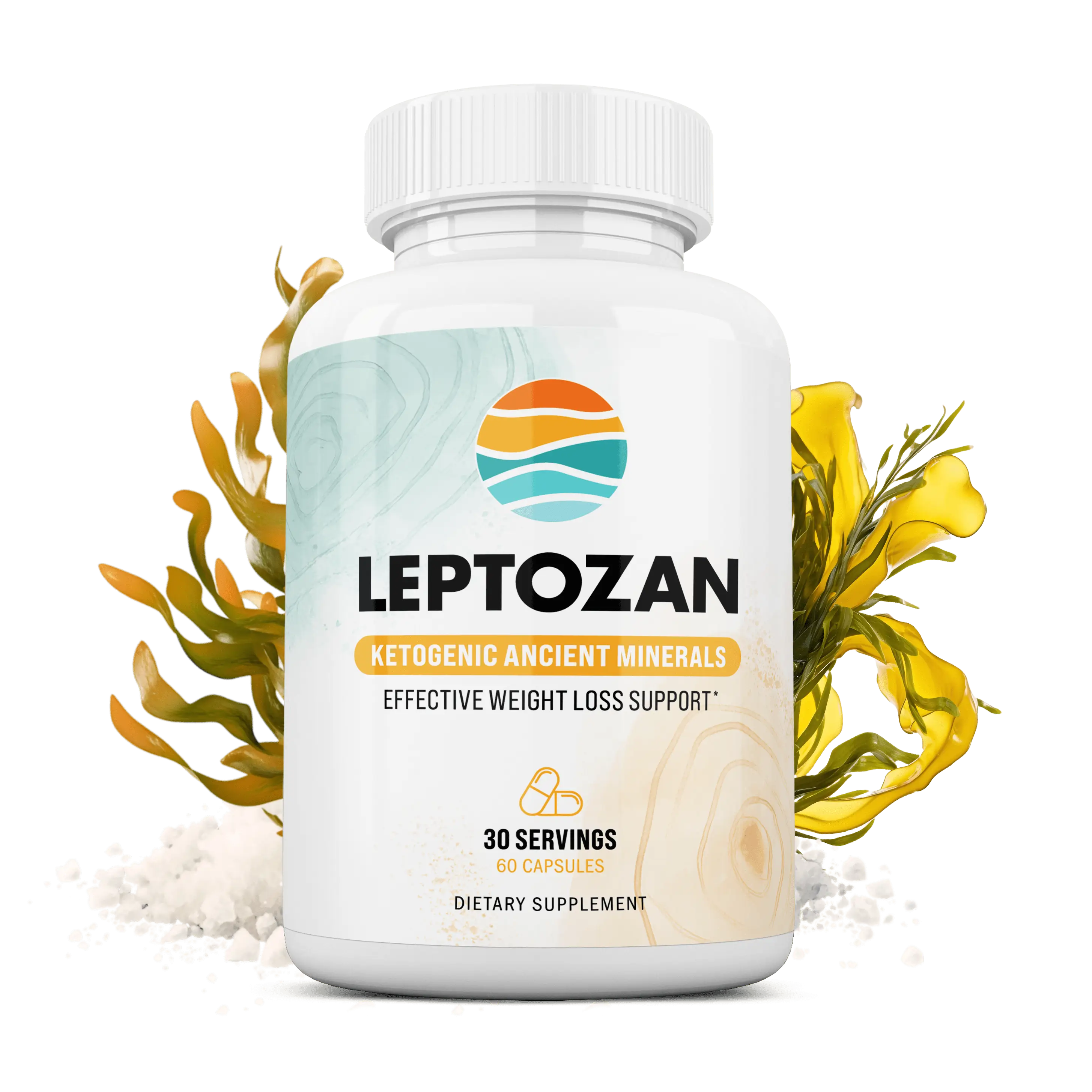 Leptozan Dead Sea mineral and BHB weight support supplement bottle